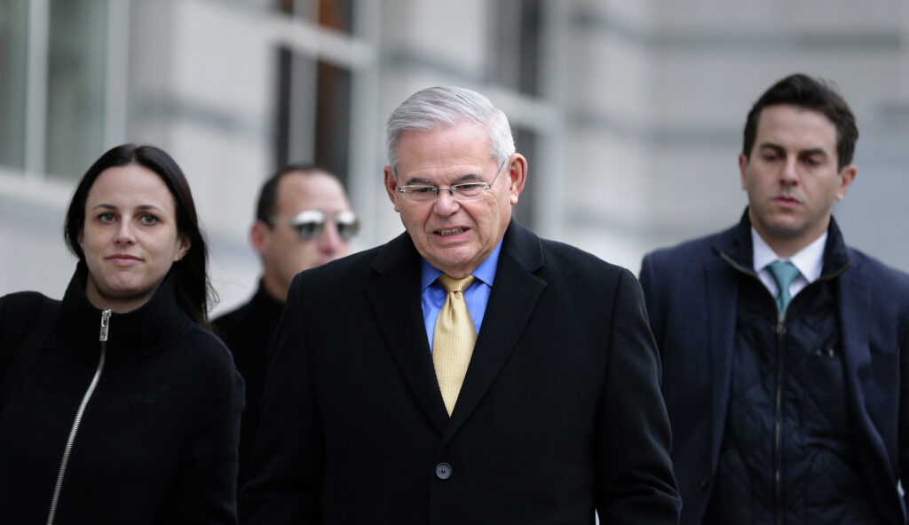 Sen. Bob Menendez and Salomon Melgen still face 11 counts, including conspiracy, bribery and honest services fraud. Menendez faces an additional count of making false statements on his Senate financial disclosure forms. (AP Photo/Seth Wenig)