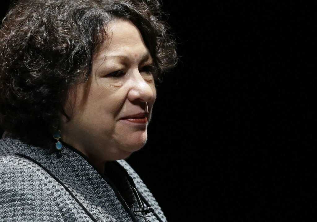 U.S. Supreme Court Justice Sonia Sotomayor speaks about her best-selling memoir, "My Beloved World," during an appearance at the University of Delaware in Newark, Del., Thursday, Sept. 19, 2013. (AP Photo/Patrick Semansky)