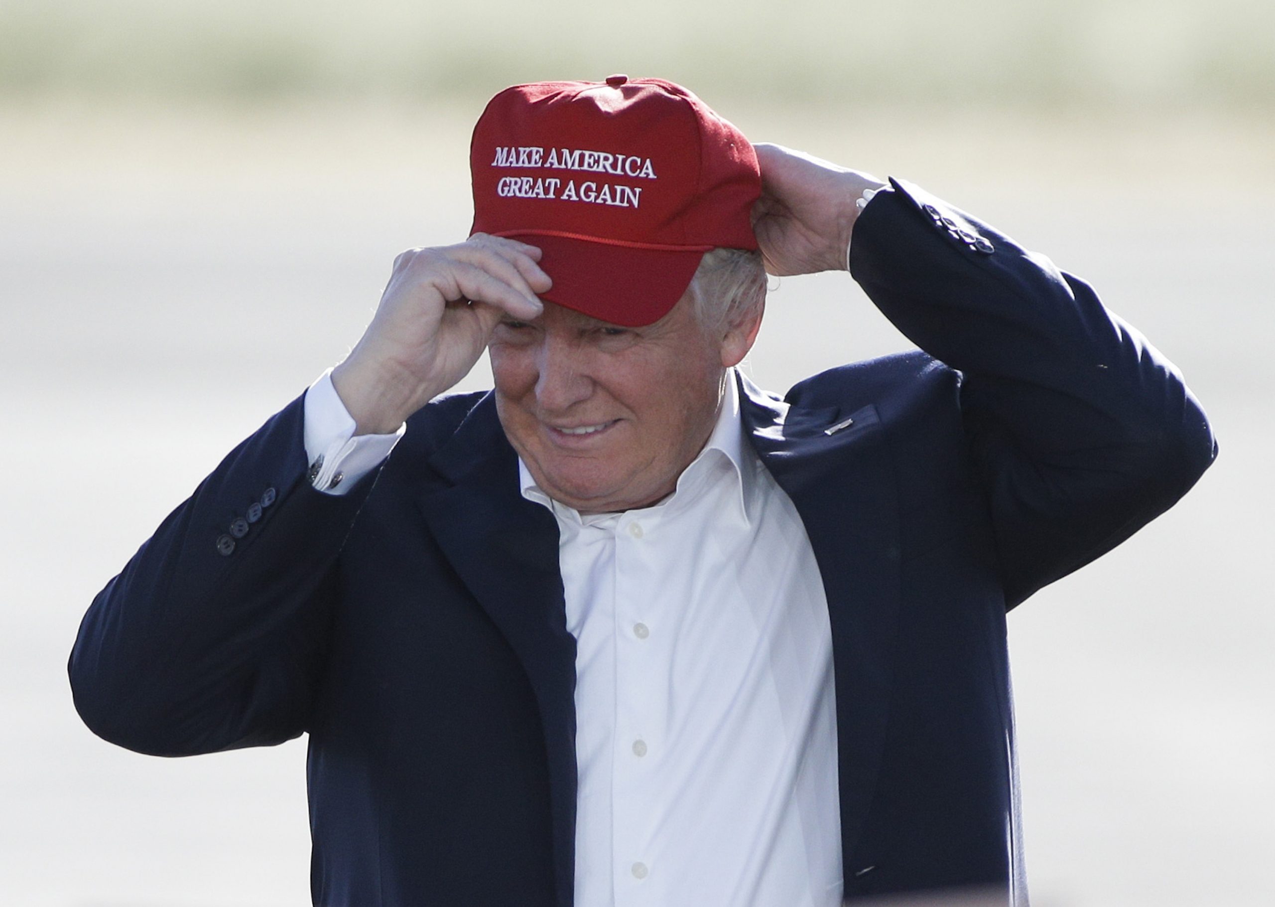 President Trump wears his "Make America Great Again" hat at a rally in Sacramento, Calif. (AP Photo/Jae C. Hong, File)