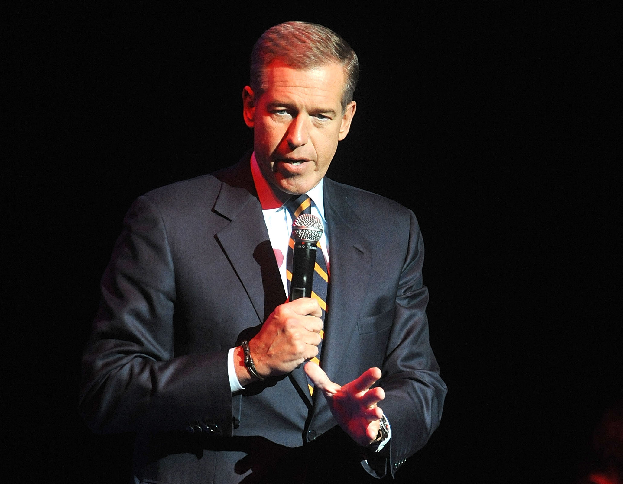In this Nov. 5, 2014 file photo, Brian Williams speaks at the 8th Annual Stand Up For Heroes, presented by New York Comedy Festival and The Bob Woodruff Foundation in New York. (Photo by Brad Barket/Invision/AP, File)