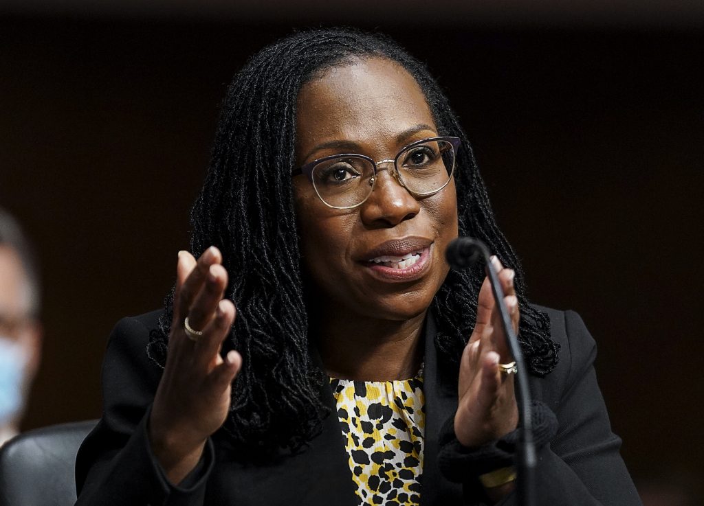 Ketanji Brown Jackson, nominated to be a U.S. Circuit Judge for the District of Columbia Circuit, testifies before a Senate Judiciary Committee hearing on pending judicial nominations on Capitol Hill, April 28, 2021, in Washington, DC.