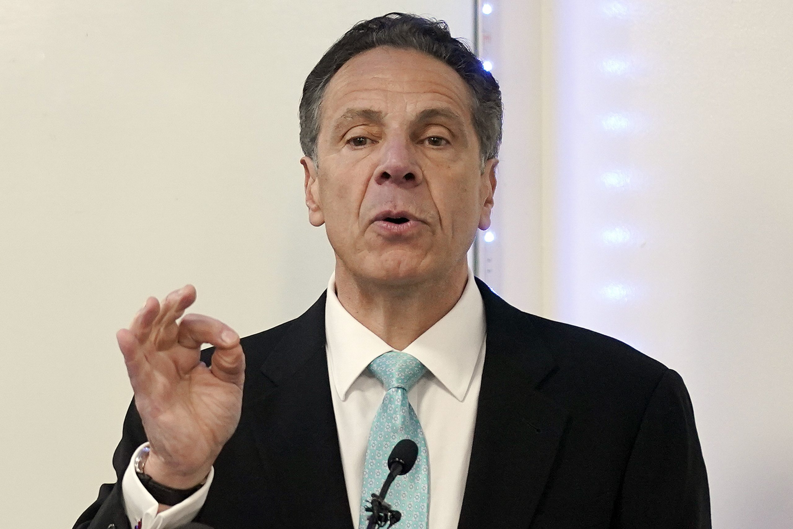 Former New York Gov. Andrew Cuomo speaks during a New York Hispanic Clergy Organization meeting on March 17, 2022, in New York.