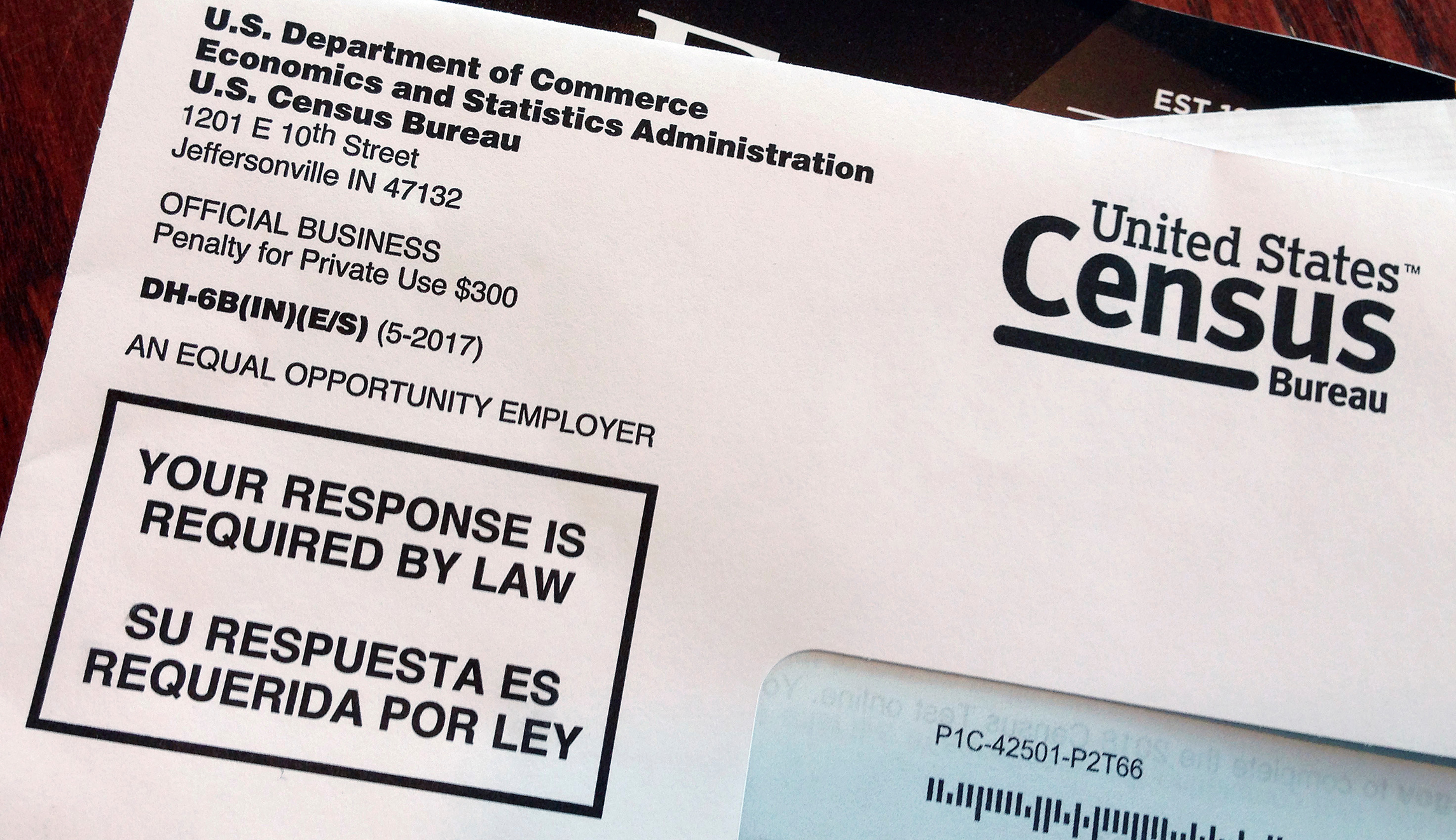 This March 23, 2018 file photo shows an envelope containing a 2018 census letter mailed to a resident in Providence, R.I., as part of the nation's only test run of the 2020 Census. A Trump administration plan to include a citizenship question on the 2020 Census has prompted legal challenges from many Democratic-led states.