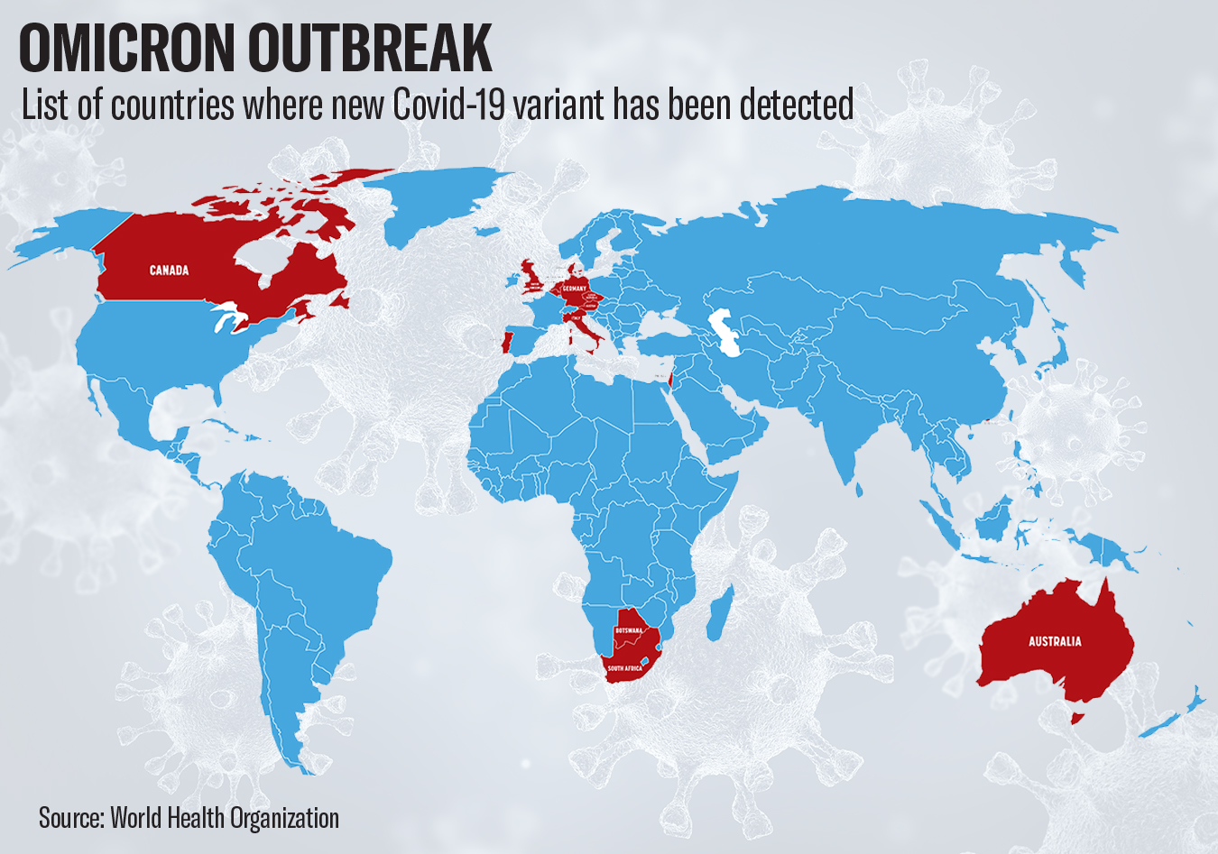 Coronavirus variant global map