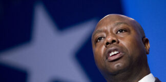 Sen. Tim Scott, R-S.C., speaks during the Values Voter Summit on Oct. 11 in Washington. ( AP Photo/Jose Luis Magana)