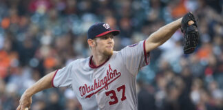Nationals pitcher Stephen Strasburg has a 2.66 ERA this year but only two wins in 10 starts. (Photo: Jason O. Watson/Getty Images)