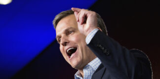 North Carolina Attorney General Josh Stein speaks to a crowd of supporters in Raleigh, N.C.