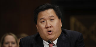James Ho testifies during a Senate Judiciary Committee hearing on nominations on Capitol Hill in Washington, Wednesday, Nov. 15, 2017. Ho has been nominated to be United States Circuit Judge for the 5th Circuit.