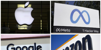 The logos of several Big Tech companies are shown.