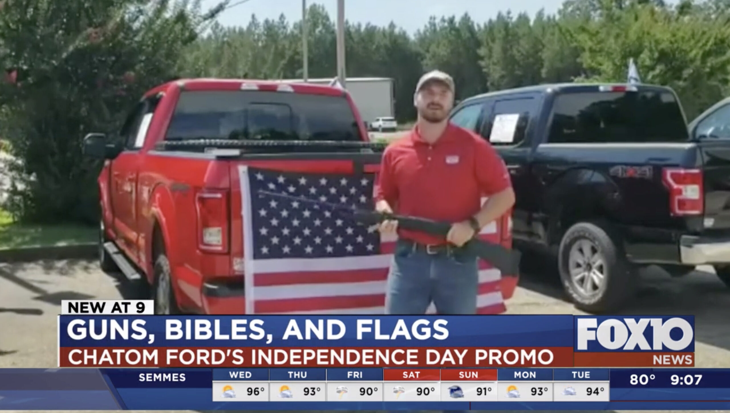 Alabama car dealership offers free gun, flag, and Bible with each