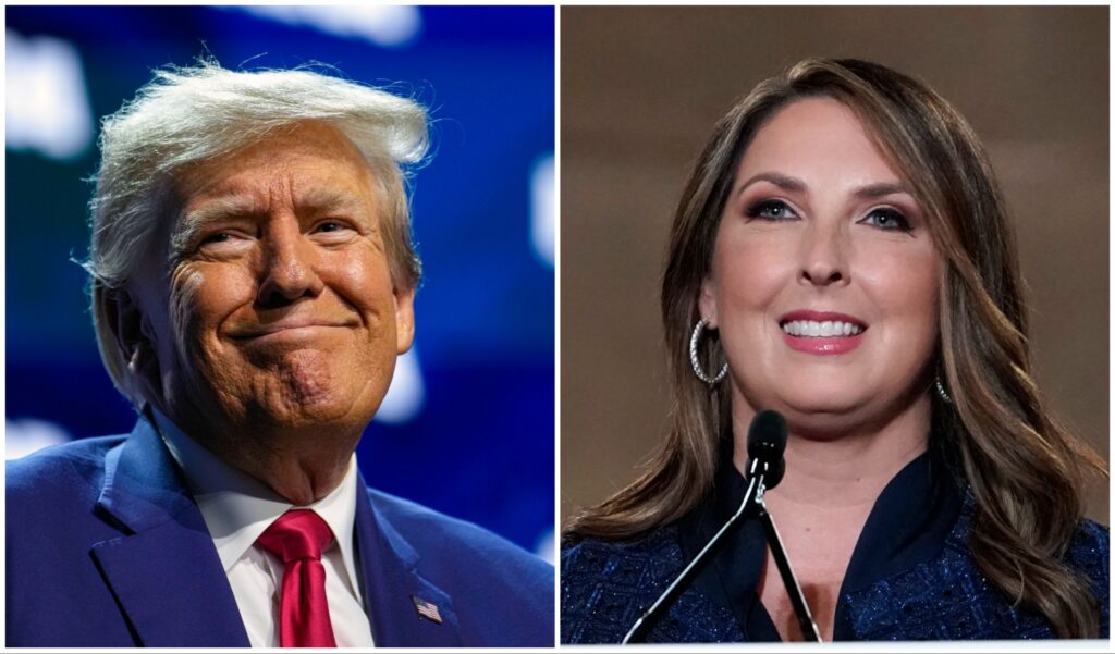 Donald Trump, left, and Ronna McDaniel, right.