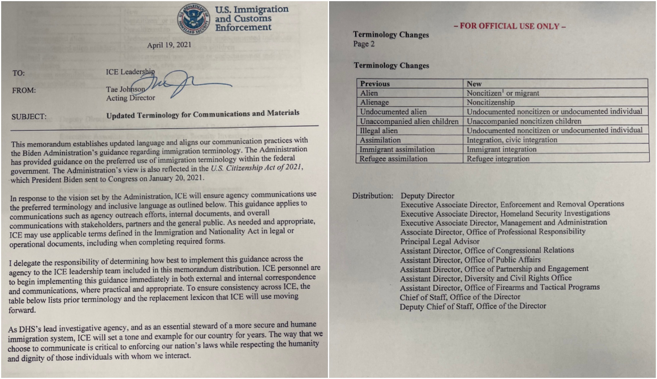 ICE Terminology Letter 