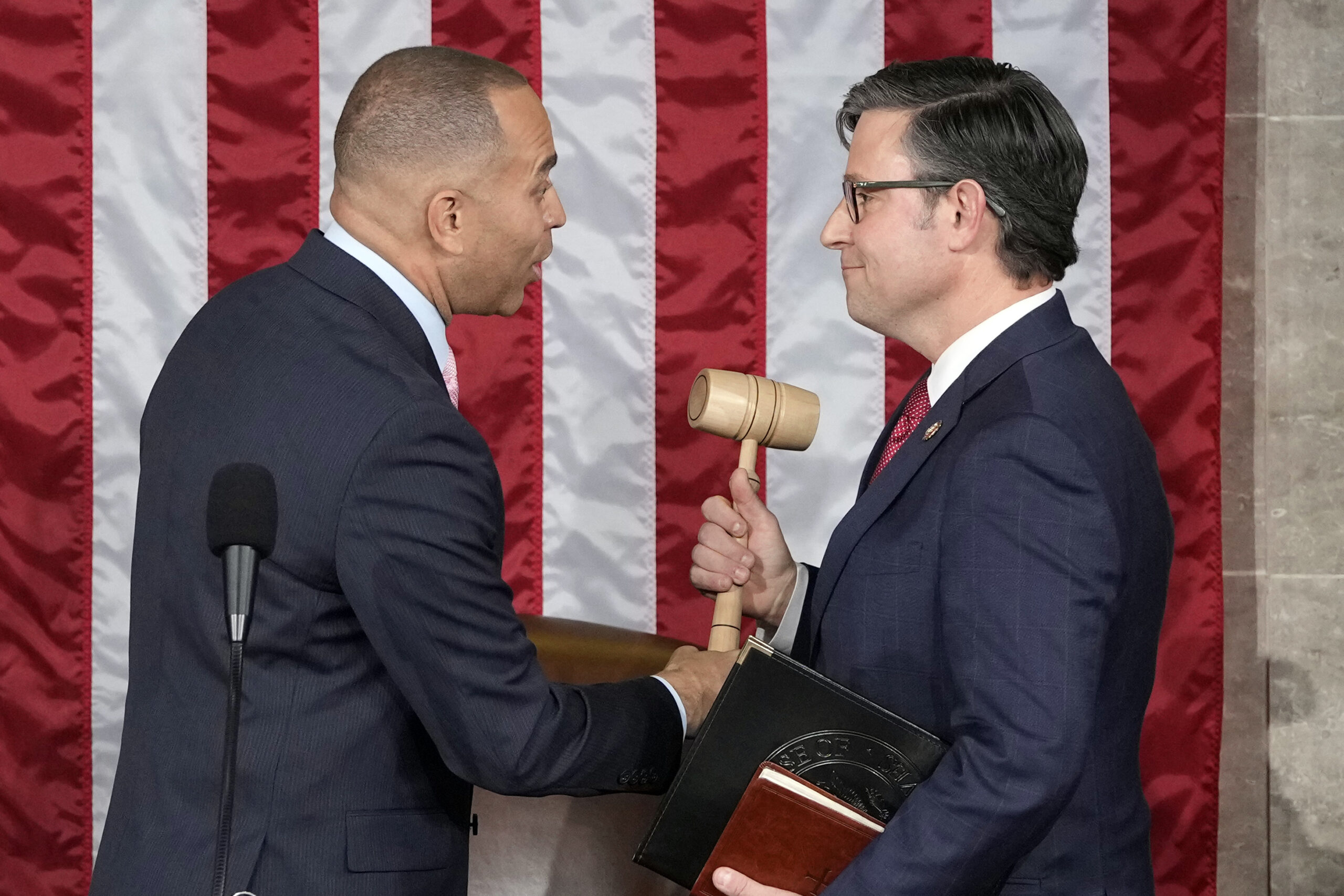 NextImg:How Mike Johnson listening to Democrats could help him save his job