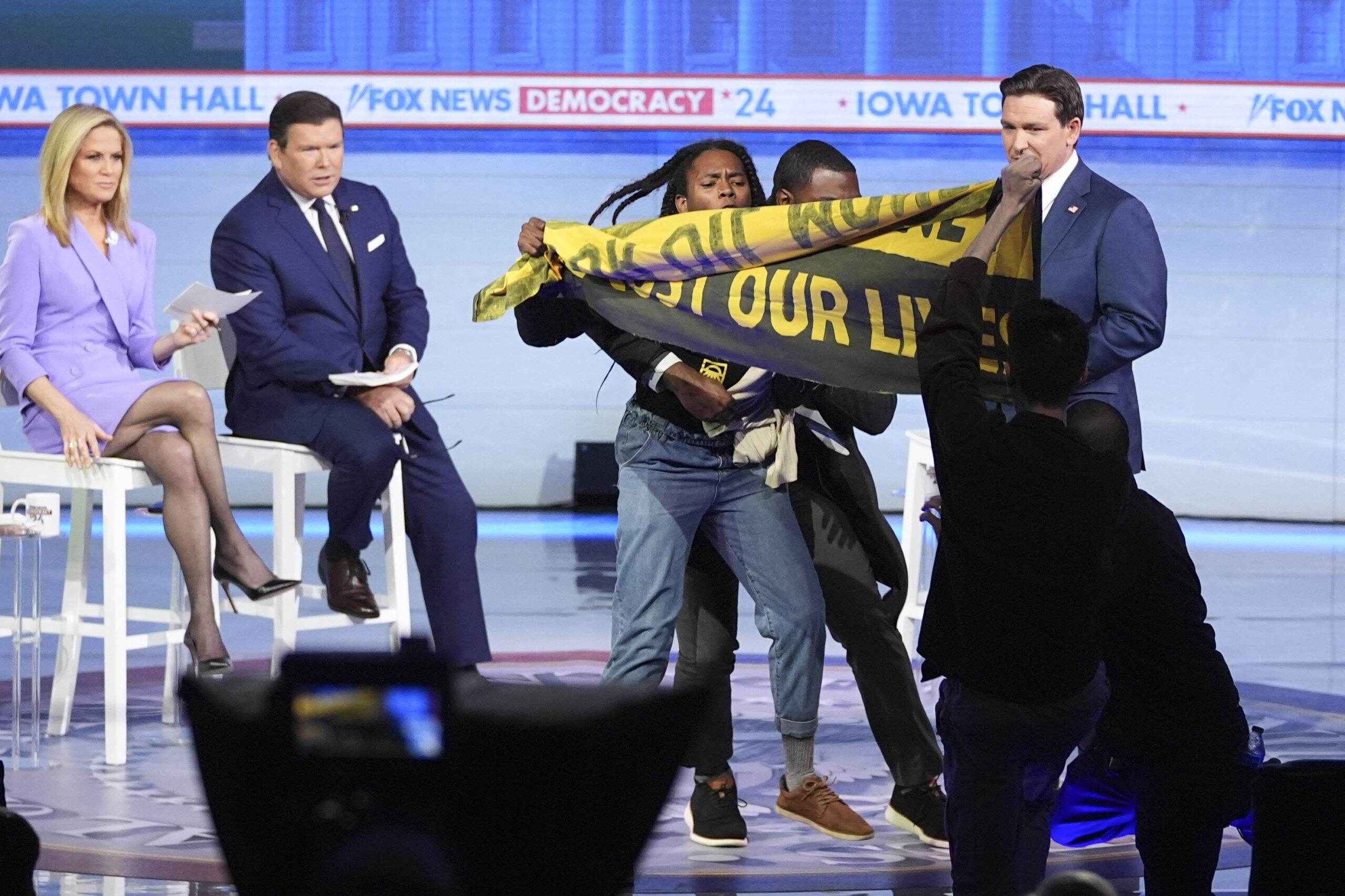 NextImg:DeSantis laughs off protesters who stormed live town hall: 'That was a mistake'