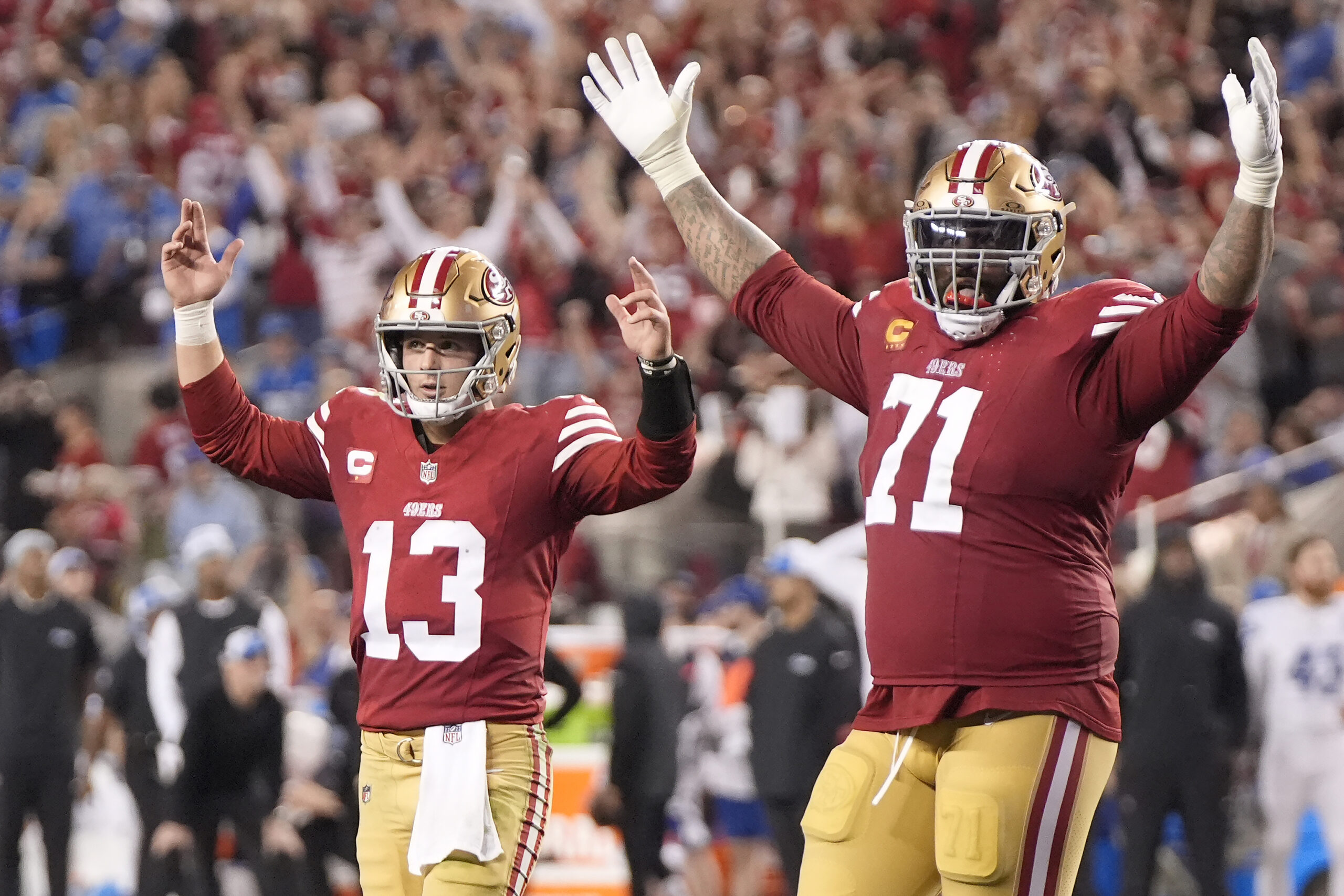 NextImg:Brock Purdy, 49ers rally from 17 points down, beat Lions 34-31 to advance to Super Bowl