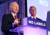 IMAGE DISTRIBUTED FOR NO LABELS - No Labels National Co-Chairs Sen. Joe Lieberman, left, and Gov. Jon Huntsman, right, define the new and bold center in American politics at the 1787: Constructing The Peace After The War event on Monday, Dec. 5, 2016 in Washington D.C.