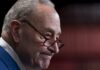 Will Schumer defy history and ditch Mayorkas impeachment trial? Senate Majority Leader Chuck Schumer (D-NY) speaks to reporters at the Capitol in Washington, Tuesday, Feb. 13, 2024. (AP Photo/J. Scott Applewhite)