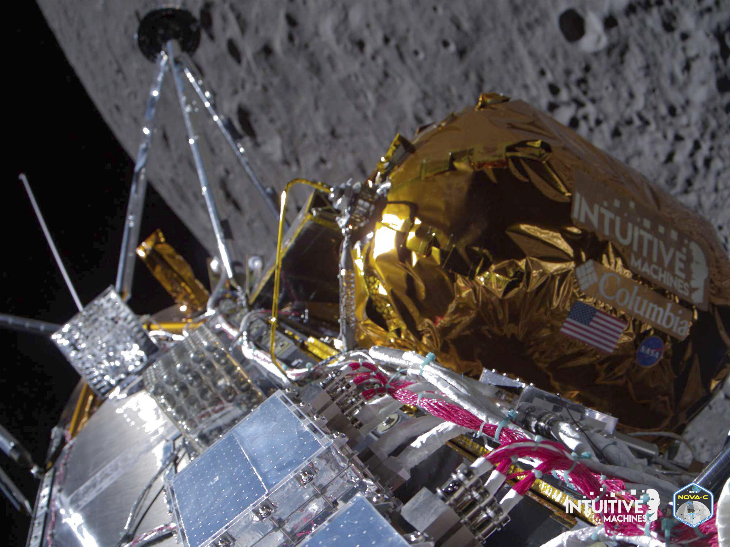 NextImg:Privately-owned US lunar lander rests on its side on moon