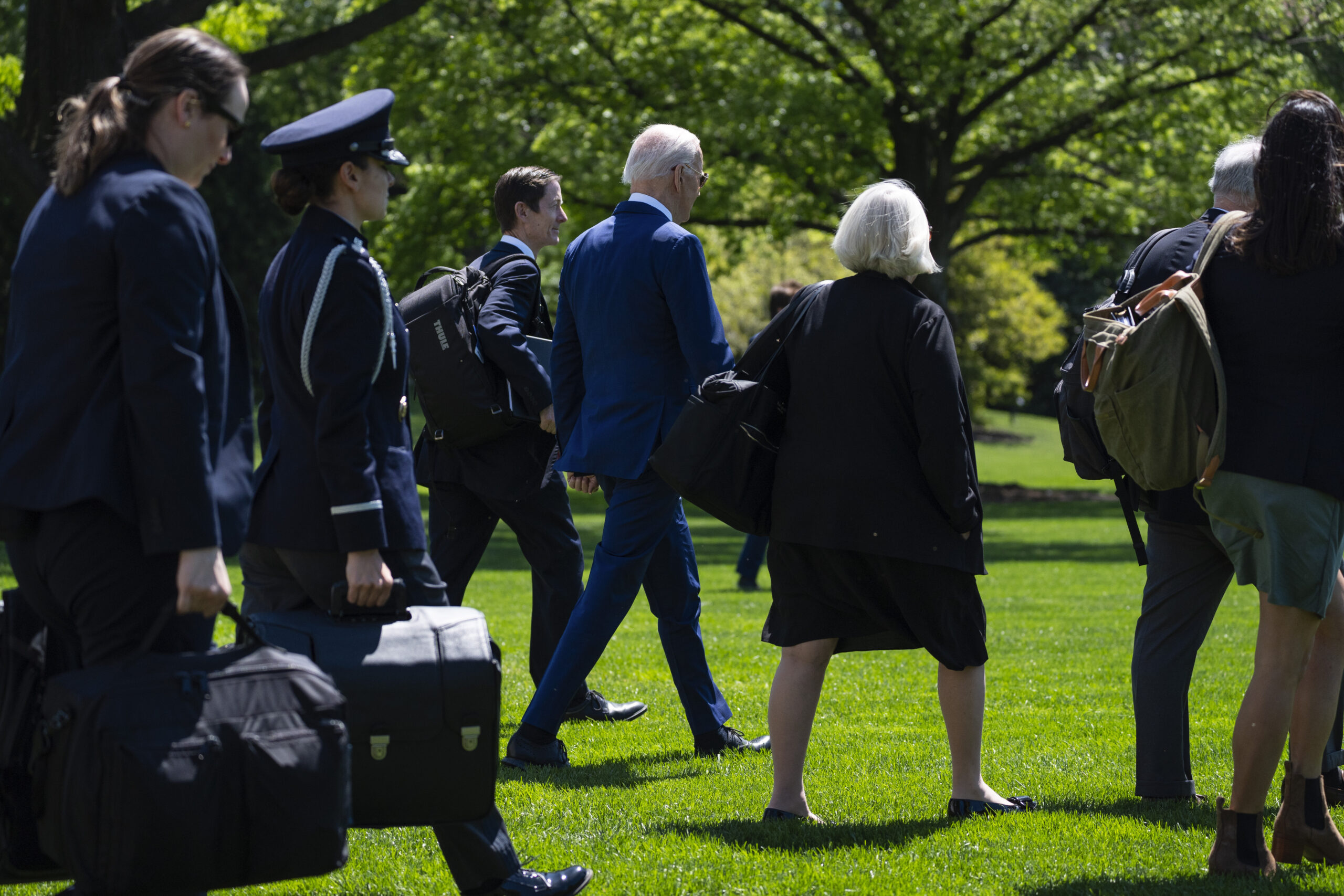 NextImg:Gait keepers: Why Biden isn’t walking alone across the White House lawn anymore - Washington Examiner