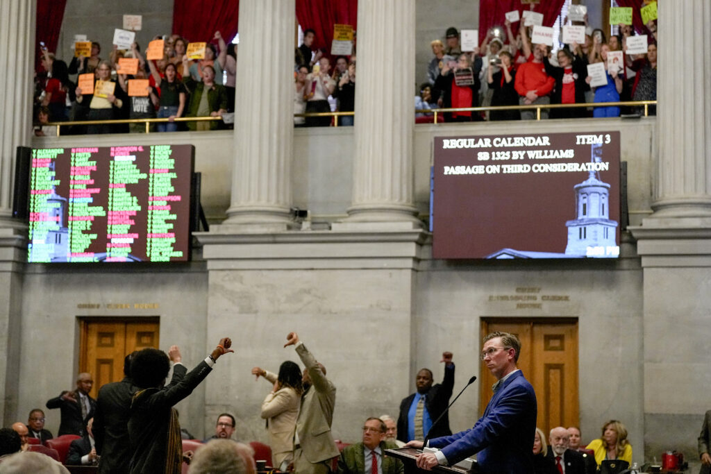 Tennessee House floor erupts in chaos after passing contentious teacher gun bill