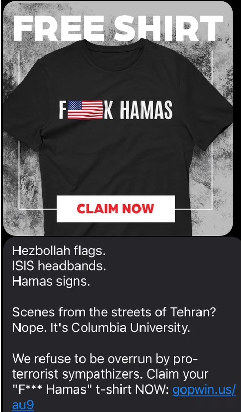 NRCC selling ‘F*** Hamas’ T-shirts to counter campus protests ...