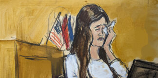 Former White House assistant to then-President Donald Trump, Madeleine Westerhout weeps on the stand describing how she lost her White House job in Manhattan criminal court, Thursday, May 9, 2024, in New York. (Elizabeth Williams via AP)