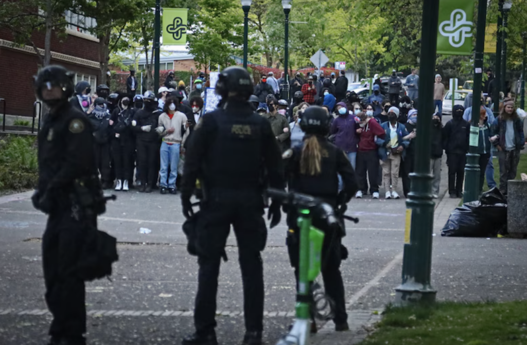 Demonstrators invade Portland State University library